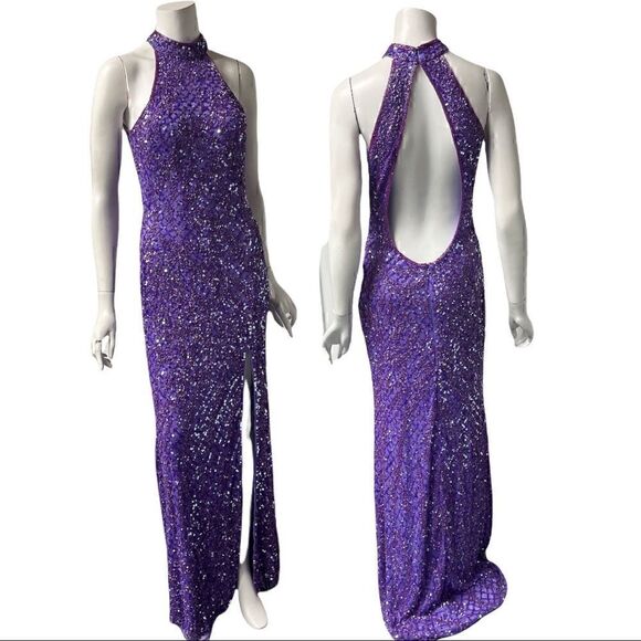 Mac Duggal Lavender Sleeveless Beaded Gown - Picture 7 of 9